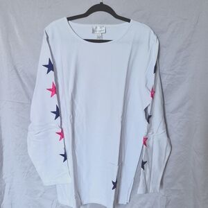 NWT+SPORT SAVVY+Women's LARGE, LongSleeve, White, FRENCH TERRY TUNIC